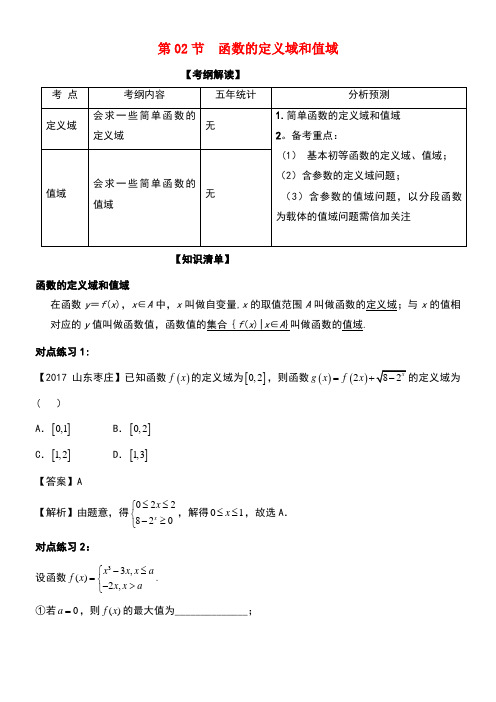 (浙江版)高考数学一轮复习专题2.2函数的定义域和值域(讲)(new)