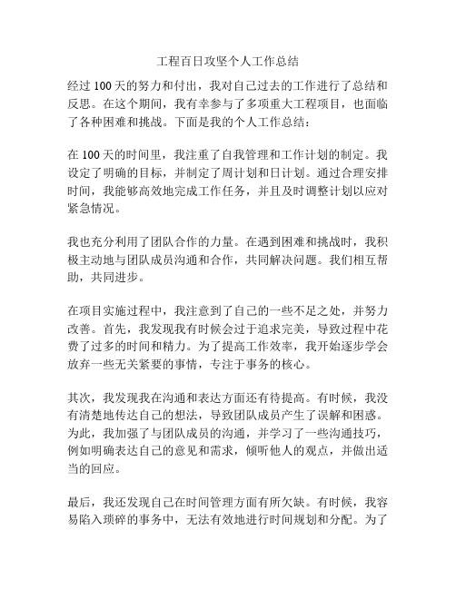 工程百日攻坚个人工作总结