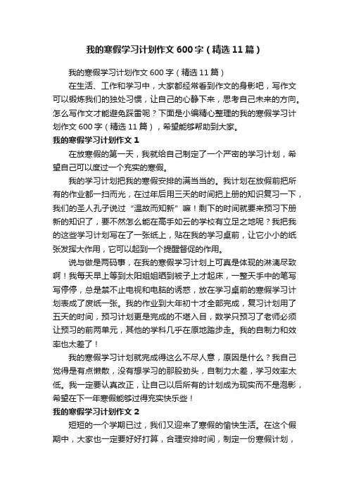 我的寒假学习计划作文600字（精选11篇）