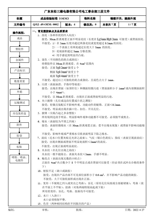 2开关插座成品外观检验标准