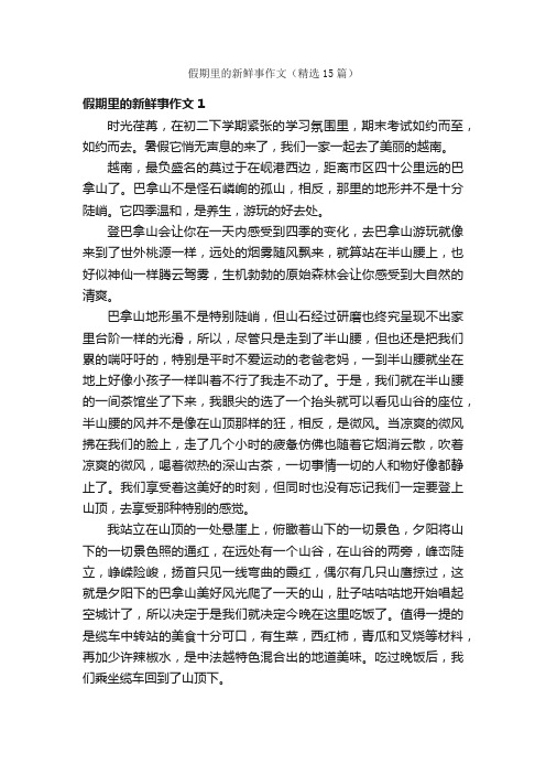 假期里的新鲜事作文（精选15篇）