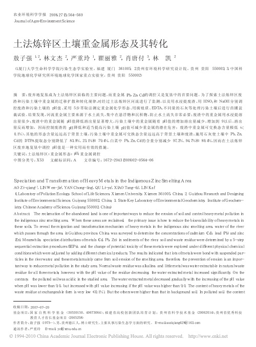 土法炼锌区土壤重金属形态及其转化