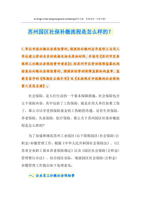 苏州园区社保补缴流程是怎么样的？