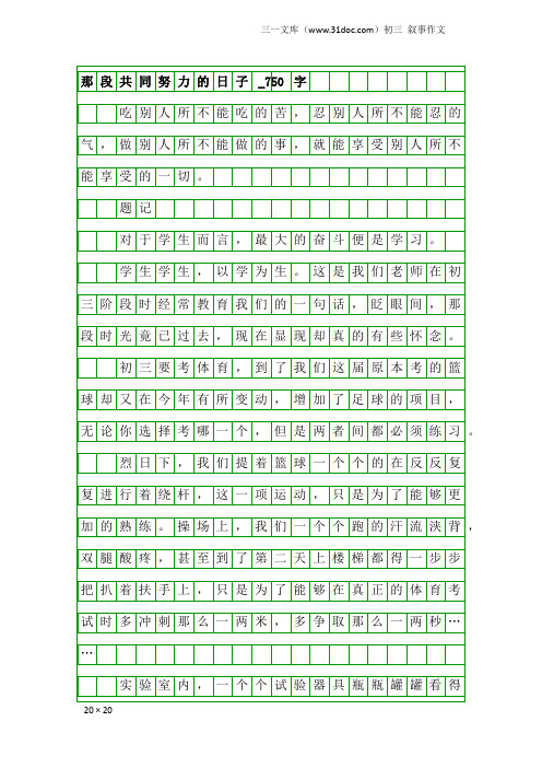 初三叙事作文：那段共同努力的日子_750字