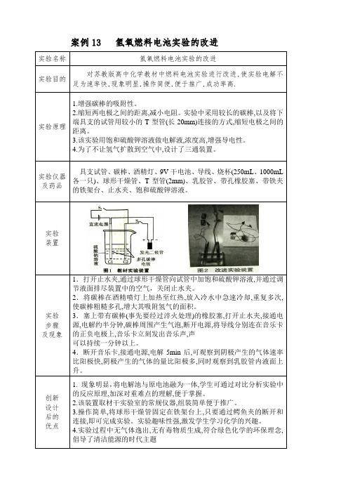 案例13 氢实验氧燃料电池的改进