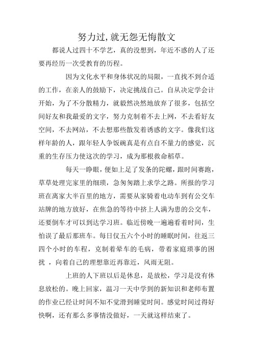 高中作文：努力过,就无怨无悔