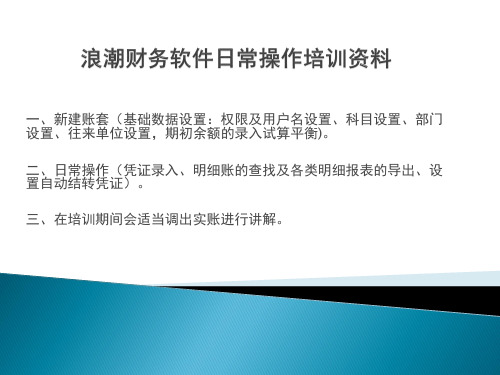 浪潮财务软件操作培训资料