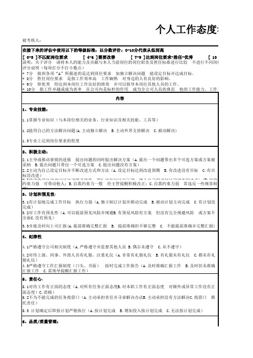 工作态度及工作能力考核