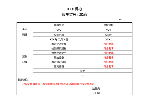 检验检测机构质量监督记录表