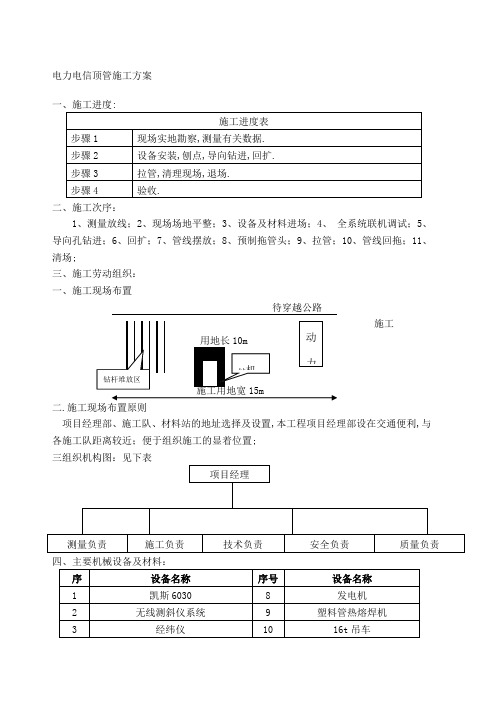 电力电信顶管施工方案