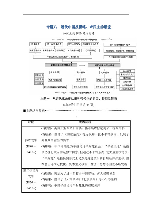 2020版高考历史(江苏专用)二轮教师用书：第1部分 近代篇 专题8 近代中国反侵略、求民主的潮流 