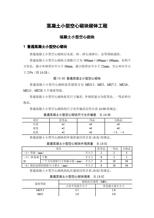 混凝土小型空心砌块砌体工程