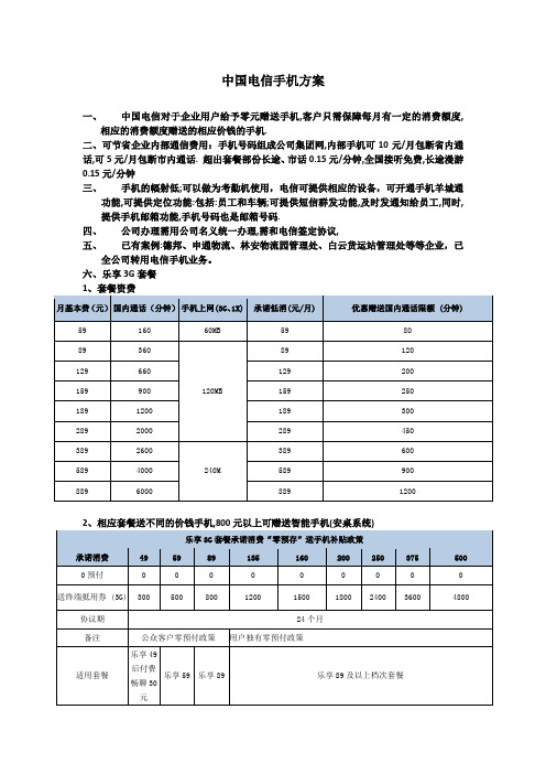 电信手机赠机方案