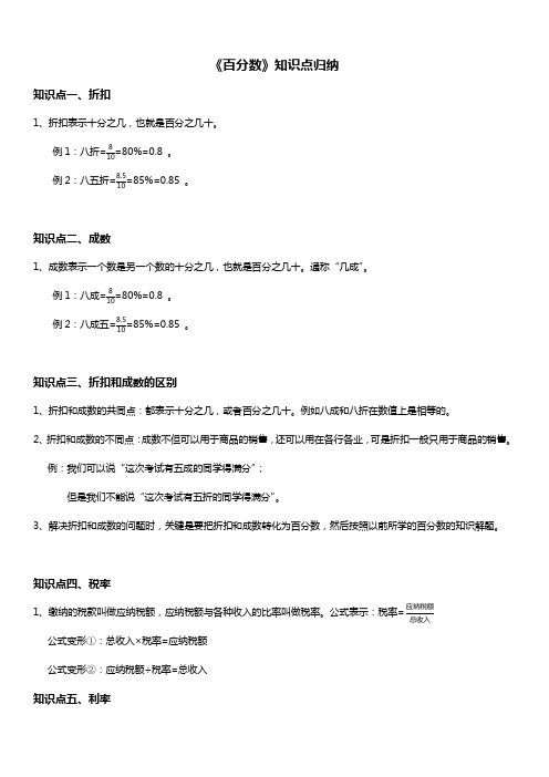 人教版六年级数学下册 百分数 知识点归纳