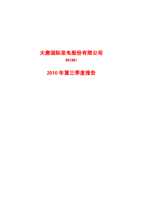 大唐国际2010年财务报表