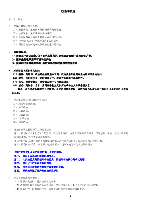 自考 00312 政治学概论(简答题)