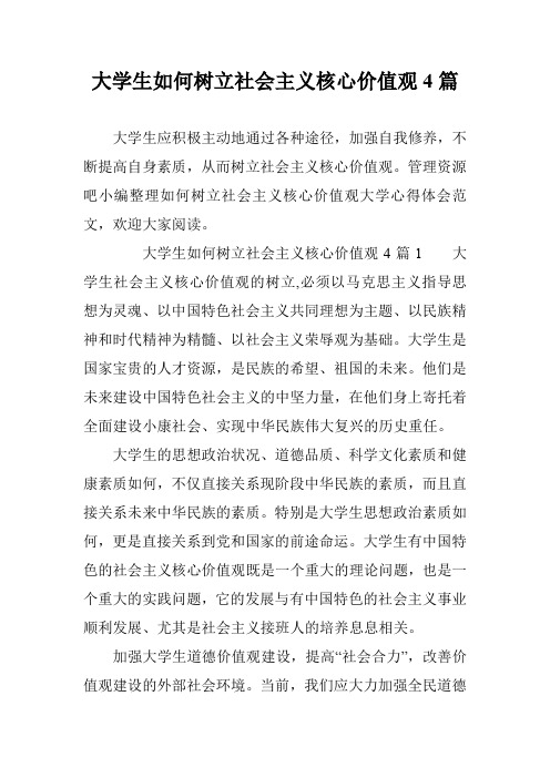 大学生如何树立社会主义核心价值观4篇