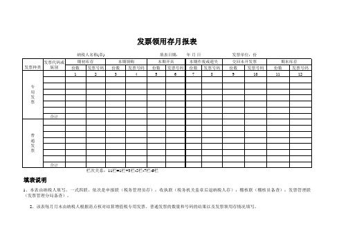 发票领用存月(季)报表