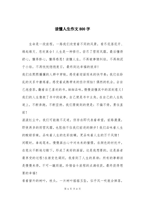 读懂人生作文800字