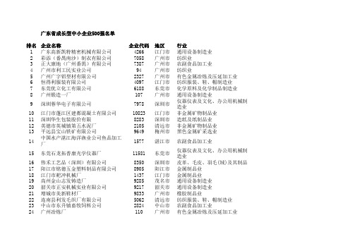 广东省企业500强名单