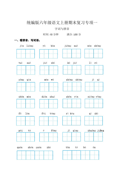 期末复习专项一字词与拼音-2024-2025学年统编版语文六年级上册