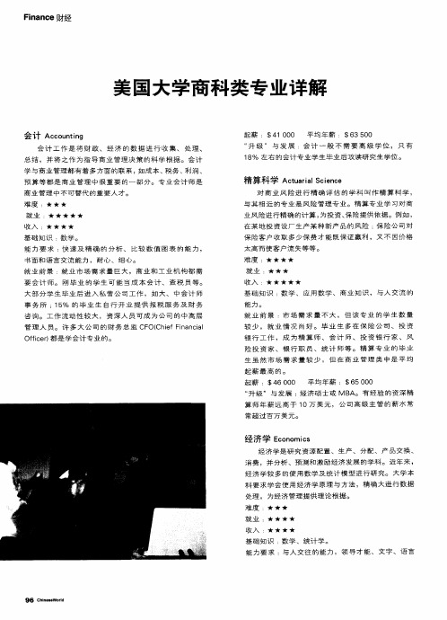 美国大学商科类专业详解