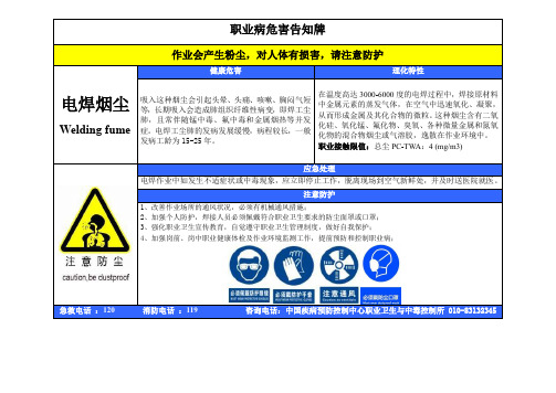 电焊烟尘职业病危害告知牌