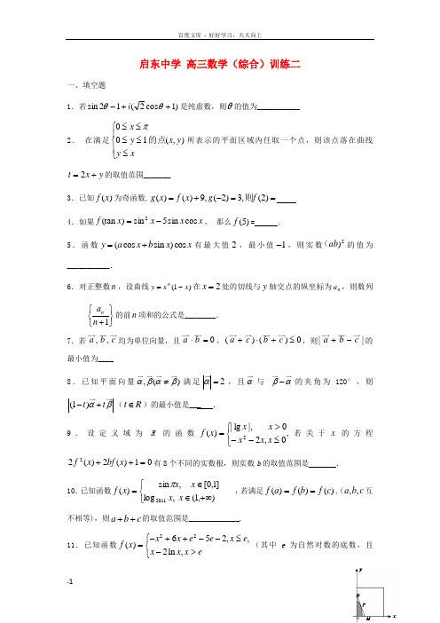 高三数学综合训练2苏教版
