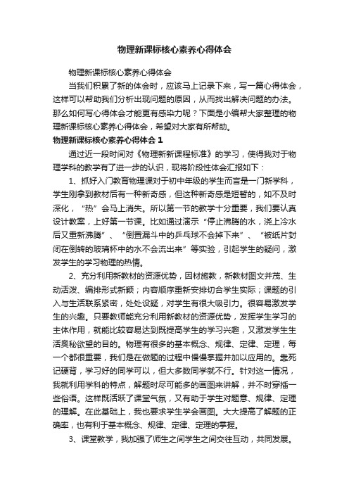 物理新课标核心素养心得体会