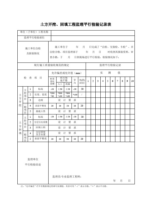 监理平行检查记录表(最新全套)