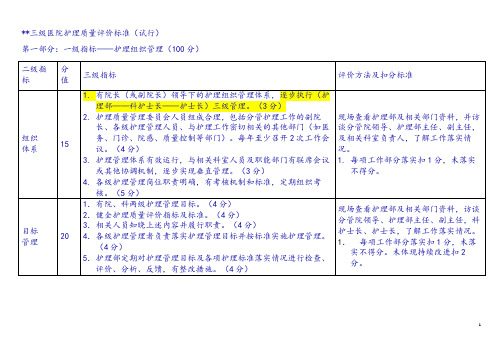 三级医院护理评价标准