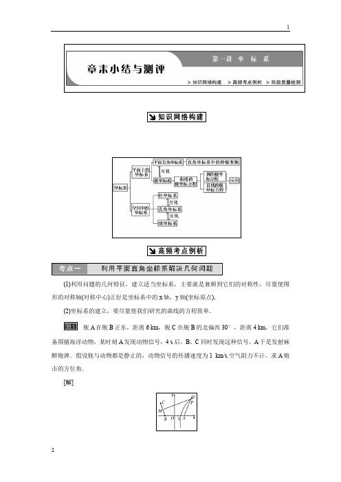 2017-2018学年高中数学人教A版选修4-4创新应用教学案： 第一讲 章末小结与测评