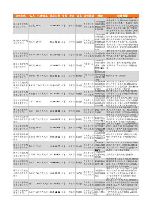 2021年山东省鸭养殖行业企业名录4553家