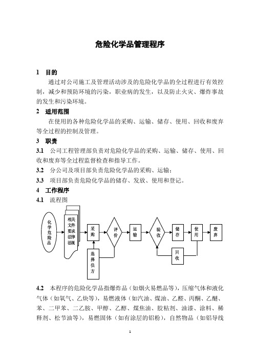 危险化学品管理程序