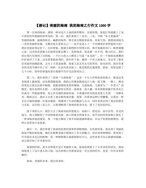 【游记】美丽的海南 我的海南之行作文1000字