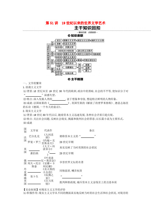 高考历史近代以来中国和世界的科技发展及文学艺术第51讲19世纪以来的世界文学艺术教案