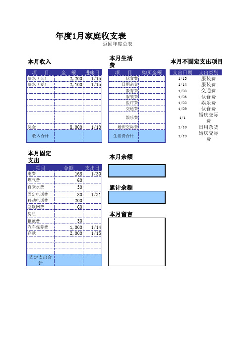 家庭财务月收支明细表