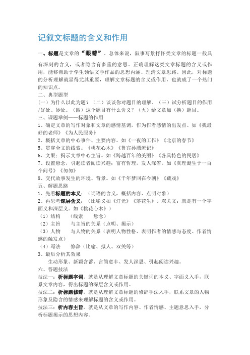 文章标题的含义、作用