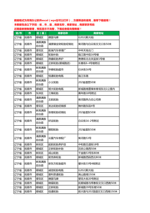 2020新版辽宁省抚顺市汽车轮胎工商企业公司商家名录名单联系电话号码地址大全150家