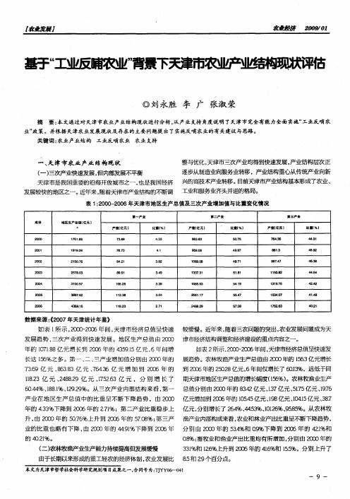 基于“工业反哺农业”背景下天津市农业产业结构现状评估