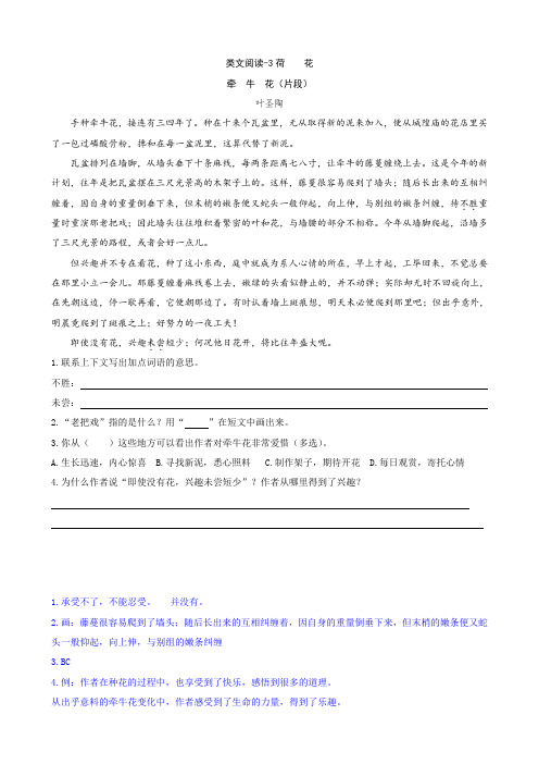 最新部编版三年级语文下册 类文阅读-3荷花