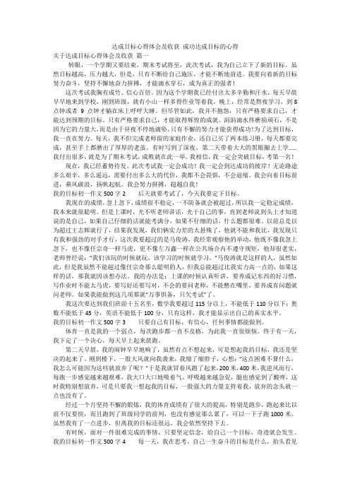 达成目标心得体会及收获 成功达成目标的心得