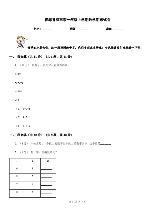 青海省海东市一年级上学期数学期末试卷