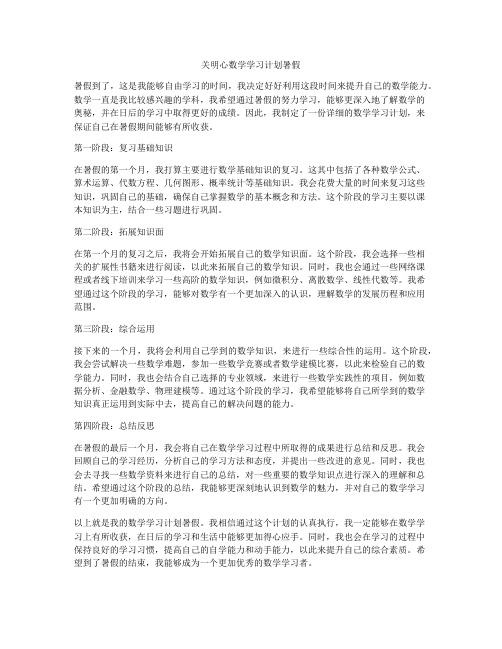 关明心数学学习计划暑假