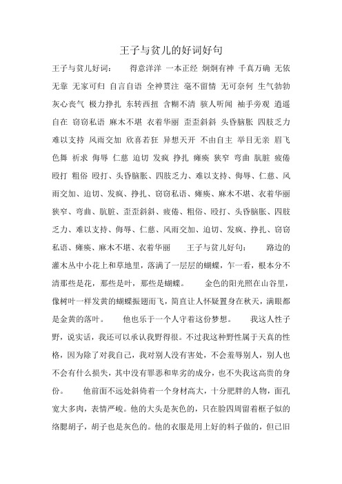 王子与贫儿的好词好句