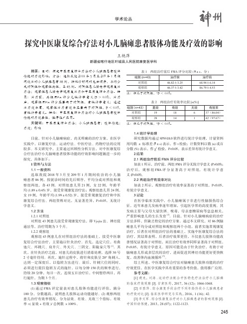 探究中医康复综合疗法对小儿脑瘫患者肢体功能及疗效的影响