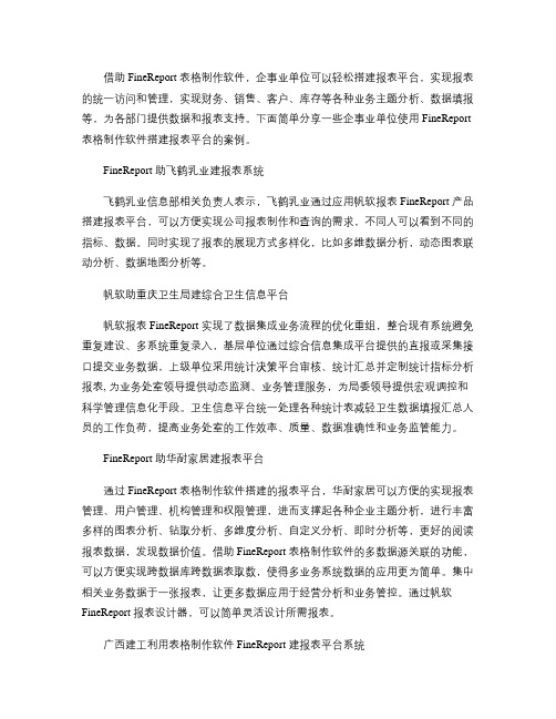 大家说:企事业单位搭建表格制作软件FineReport平台的剖析