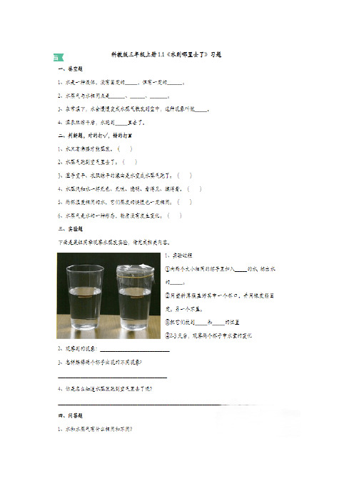 教科版三年级科学上册第一单元《水》复习资料(附答案)