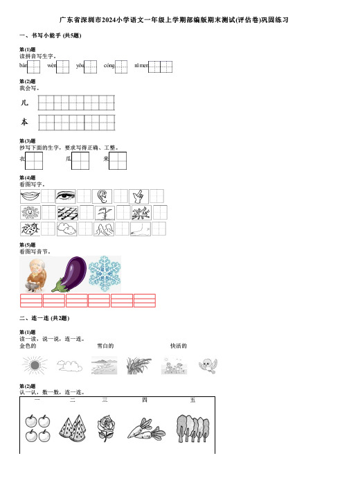 广东省深圳市2024小学语文一年级上学期部编版期末测试(评估卷)巩固练习