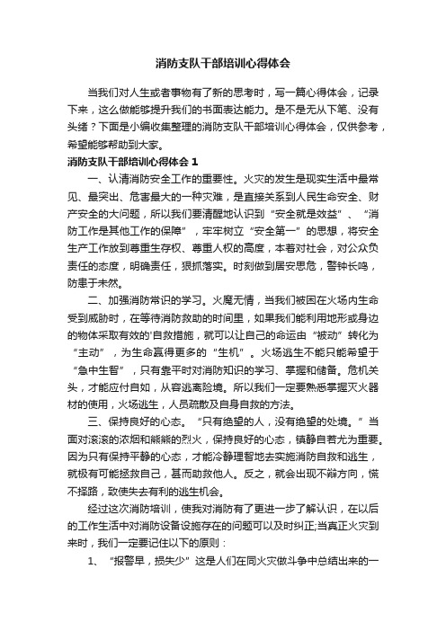 消防支队干部培训心得体会